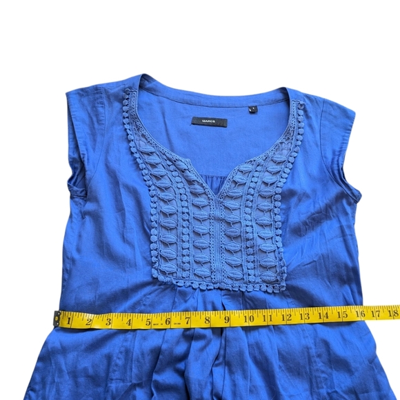 Marcs Dress Periwinkle Blue Cotton Broderie Lace Panel Silk Coquette Women's 6 - Picture 9 of 15